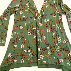 LOGO by Lori Goldstein long sleeve cardigan green